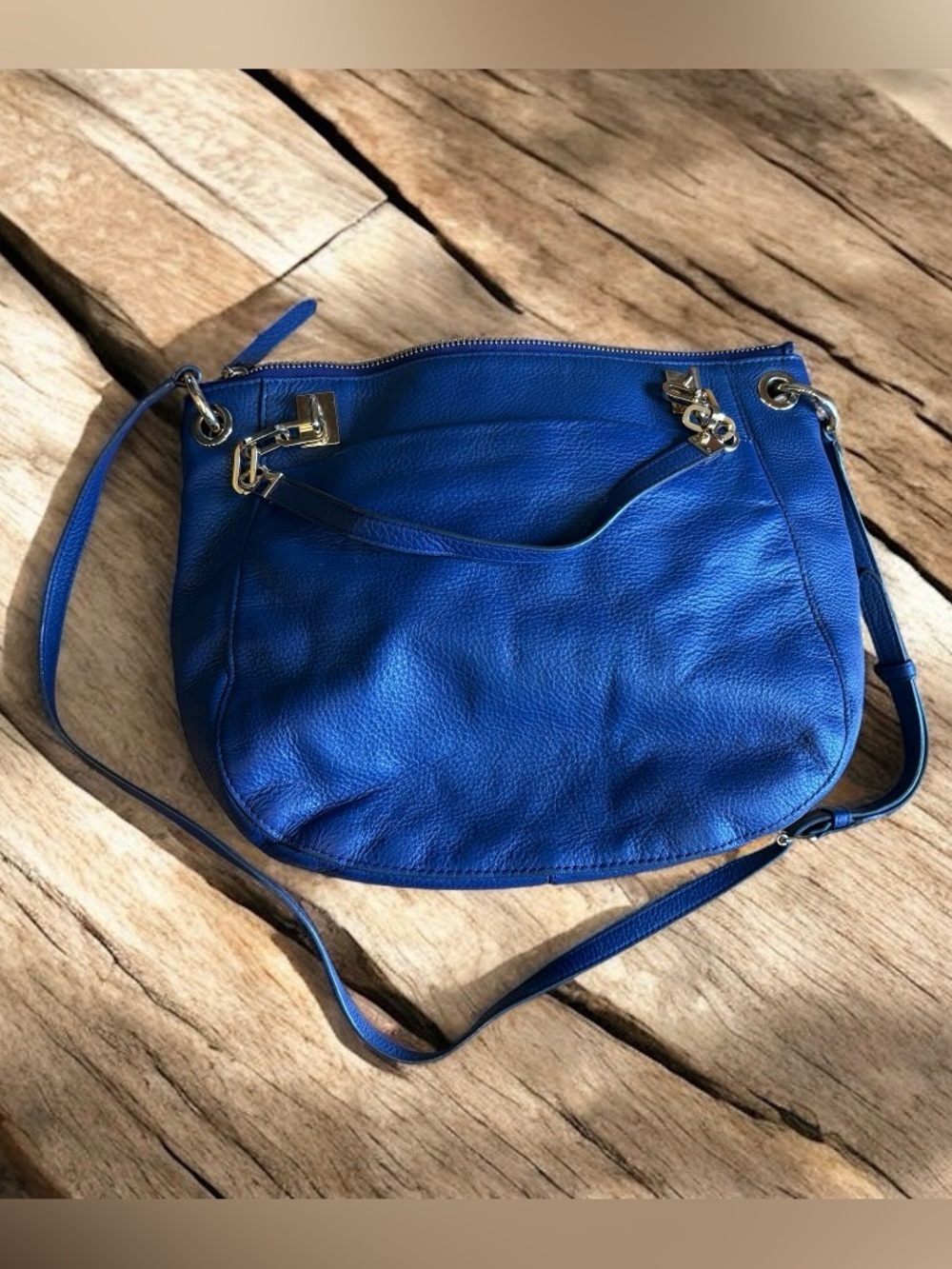 Henri Bendel Navy Blue Pebbled Leather SoHo Crossbody Handbag - Picture 13 of 14